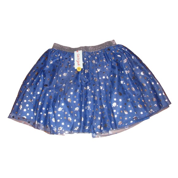Cat & Jack Blue Tulle Hanukkah Dreidel Skirt Silver Accents Size (L 10/12) NEW - Picture 2 of 3